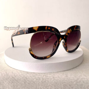 Brown leopard oval sunglasses for women "Libra" with gold sides - frame view