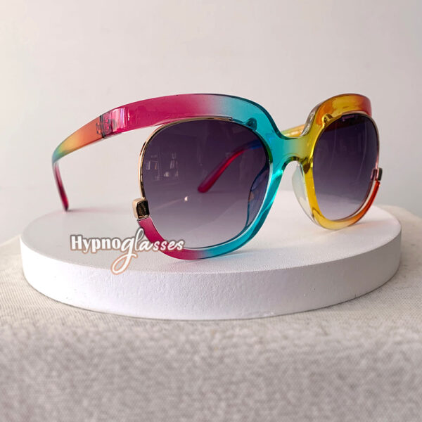 Rainbow oval sunglasses for women "Libra" with black lenses - side view