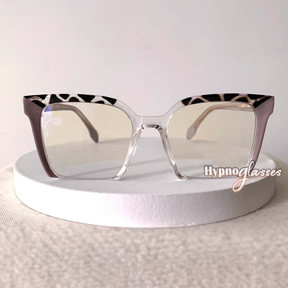 Hyo Gray Leopard Square Blue Light Glasses | HypnoGlasses