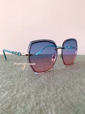 Linden Oval Sunglasses Blue Pink 2