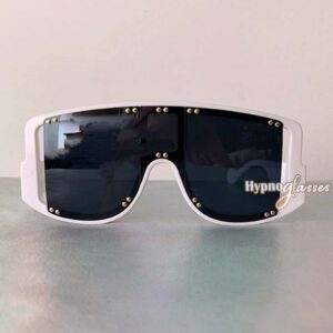 Nova Shield Sunglasses White Frame Black Lens 1