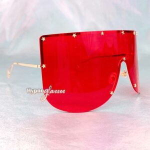 Star Oversized Shield Sunglasses Red 3